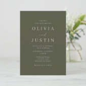 Invitation Mariage minimaliste d'olive moderne (Debout devant)