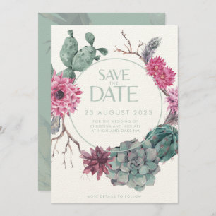 Invitation Mariage minimaliste du désert de Boho Cactus