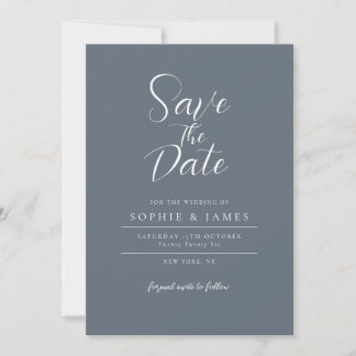 Invitation Mariage minimaliste Dusty Bleu Moderne Enregistrer