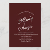 Invitation Mariage minimaliste écriture Bourgogne profond (Devant)