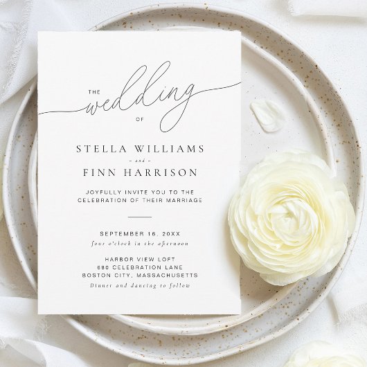 Invitation Mariage Minimaliste Écriture Élégante Moderne