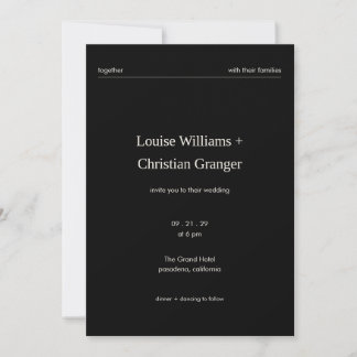 Invitation Mariage Minimaliste Éditorial Noir Chic et Audacie