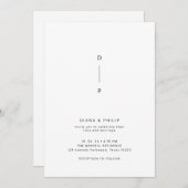 Invitation Mariage minimaliste Elégance Couple Initiales (Devant / Derrière)