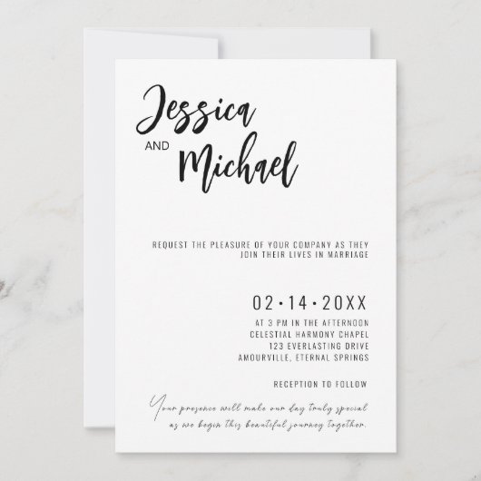 Invitation 💍 Mariage minimaliste élégant (Devant)