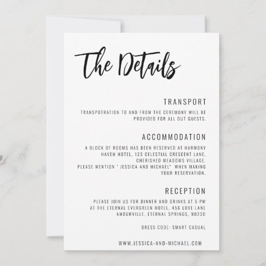Invitation 💍 Mariage minimaliste élégant (Dos)
