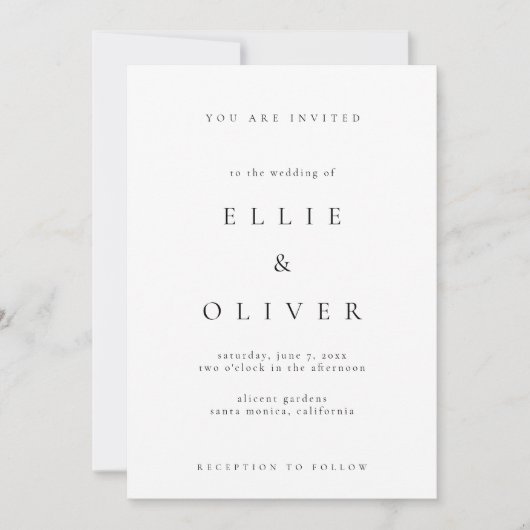 Invitation Mariage minimaliste élégant Boho noir et blanc (Devant)