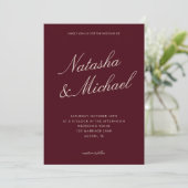 Invitation Mariage Minimaliste Élégant Bourgogne (Debout devant)