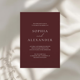 Invitation Mariage Minimaliste Élégant Bourgogne