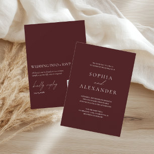 Invitation Mariage Minimaliste Élégant Bourgogne