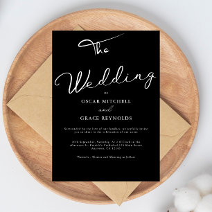 Invitation Mariage Minimaliste Élégant en Noir et Blanc