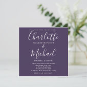 Invitation Mariage minimaliste élégant et violet (Debout devant)