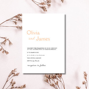 Invitation Mariage minimaliste élégant moderne Fuzz pêche