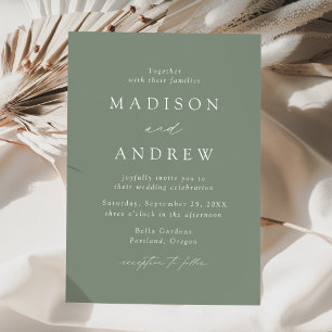 Invitation Mariage Minimaliste Élégant Moderne Vert Sauge