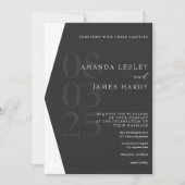Invitation Mariage minimaliste élégant noir et blanc (Devant)