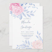 Invitation Mariage minimaliste élégant rose rose moderne (Devant / Derrière)