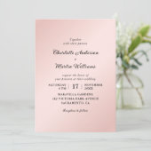 Invitation Mariage minimaliste élégant rose vif (Debout devant)