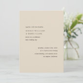 Invitation Mariage Minimaliste Élégant Simple Beige (Debout devant)