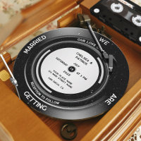 Mariage minimaliste élégant vinyle vintage QR