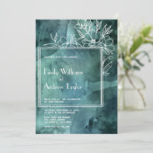 Invitation Mariage minimaliste Emerald magnolia (Debout devant)