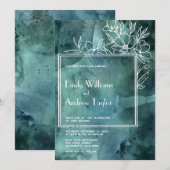 Invitation Mariage minimaliste Emerald magnolia (Devant / Derrière)