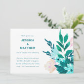 Invitation Mariage Minimaliste Émeraude (Debout devant)