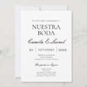 Invitation Mariage minimaliste en espagnol (Devant)