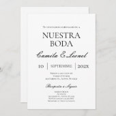 Invitation Mariage minimaliste en espagnol (Devant / Derrière)