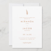 Invitation Mariage minimaliste en feuille de palme beige (Devant)