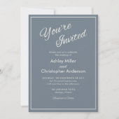 Invitation Mariage minimaliste en gris ardoise de script (Devant)