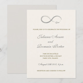 Invitation Mariage minimaliste en ivoire blanc gris infini
