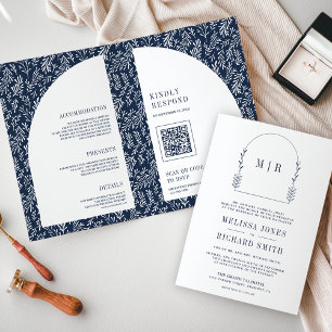 Invitation Mariage minimaliste en ligne art feuille Arche Ble