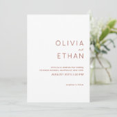 Invitation Mariage minimaliste en terre cuite (Debout devant)