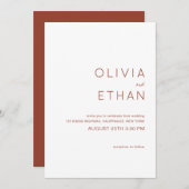 Invitation Mariage minimaliste en terre cuite (Devant / Derrière)