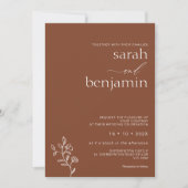 Invitation Mariage minimaliste en terre cuite à fleurs (Devant)