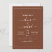 Invitation Mariage minimaliste en terre cuite Boho (Devant)
