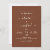 Invitation Mariage minimaliste en terre cuite Boho (Devant)