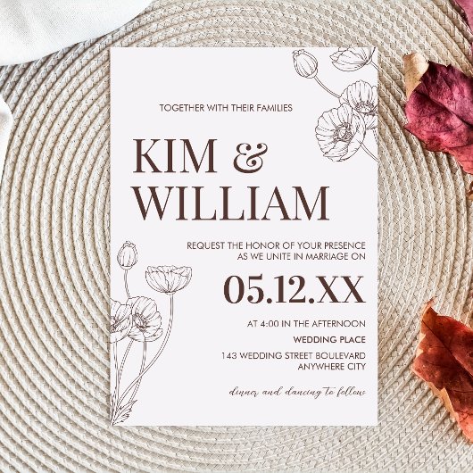 Invitation Mariage minimaliste en terre cuite Boho