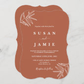 Invitation Mariage minimaliste en terre cuite moderne (Devant / Derrière)