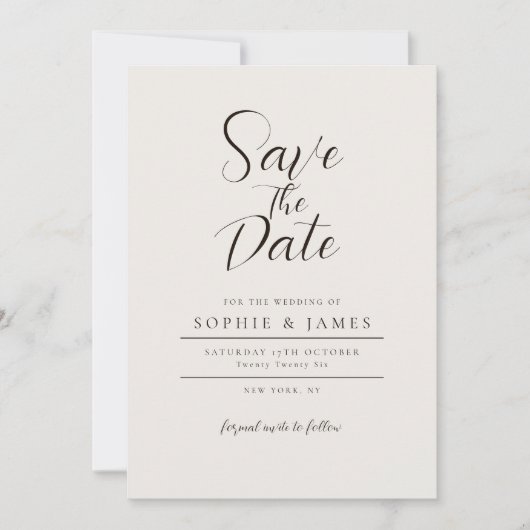 Invitation Mariage Minimaliste Enregistrer La Date (Devant)