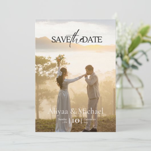 Invitation Mariage minimaliste Enregistrer la date (Debout devant)