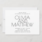 Invitation Mariage minimaliste épuré moderne + détails du cod (Devant)