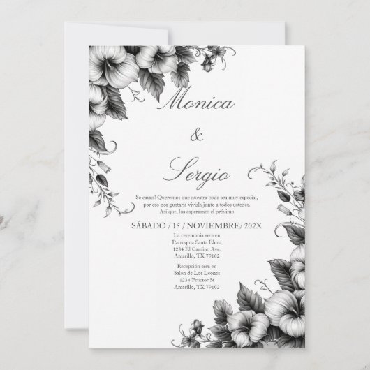 Invitation Mariage minimaliste espagnol élégant (Devant)
