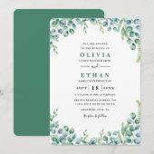 Invitation Mariage Minimaliste Eucalyptus (Devant / Derrière)