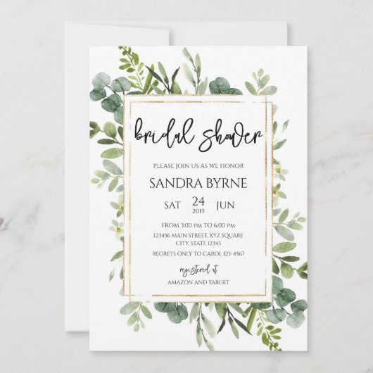 Invitation Mariage Minimaliste Eucalyptus (Devant)