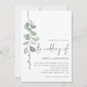 Invitation Mariage minimaliste Eucalyptus écriture manuscrite (Devant)