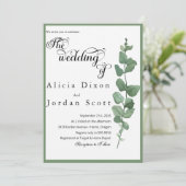 Invitation Mariage Minimaliste Eucalyptus et Verdure (Debout devant)