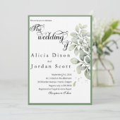 Invitation Mariage Minimaliste Eucalyptus et Verdure (Debout devant)