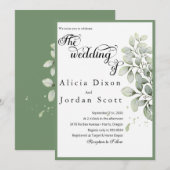 Invitation Mariage Minimaliste Eucalyptus et Verdure (Devant / Derrière)