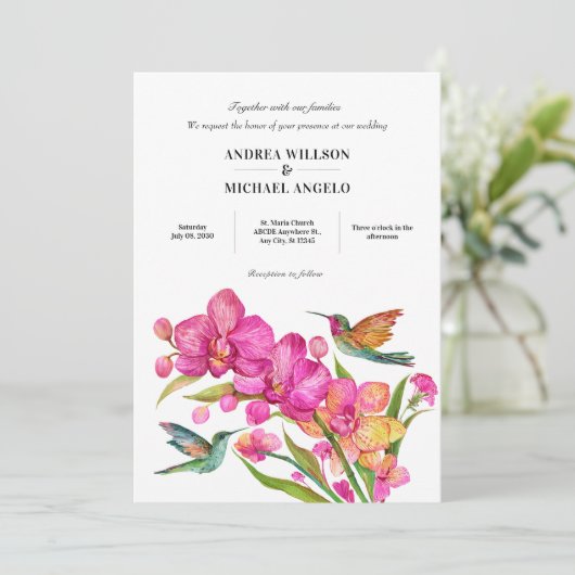 Invitation Mariage minimaliste faune flore (Debout devant)