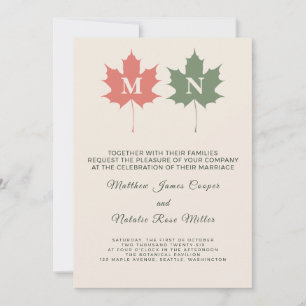 Invitation Mariage Minimaliste Feuille d'Érable Terracotta Sa